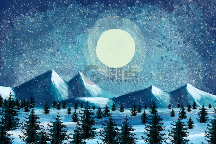 唯美梵高风雪景夜景图片素材免费下载