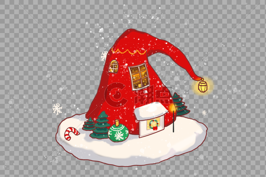 圣诞节帽子小屋图片素材免费下载
