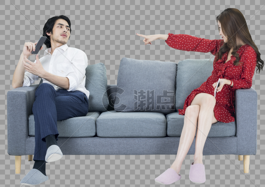 沙发上吵架的情侣图片素材免费下载