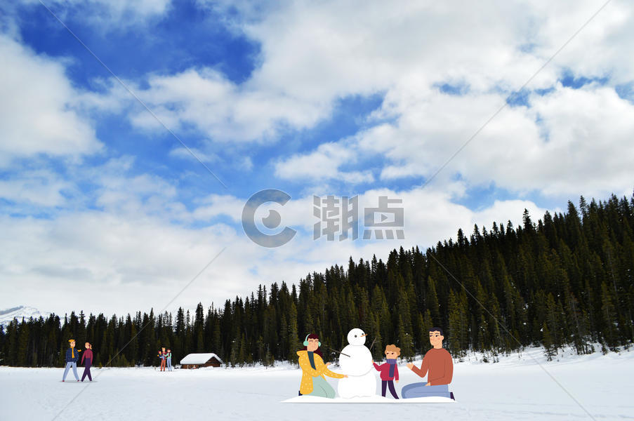 结伴出游雪山游玩图片素材免费下载
