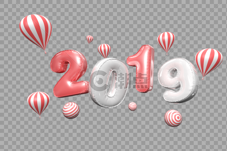 3D浪漫漂浮气球立体字2019图片素材免费下载
