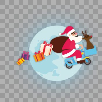 骑车发礼物的圣诞老人图片素材免费下载