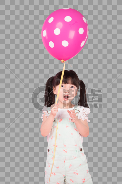 可爱女孩拉着气球图片素材免费下载