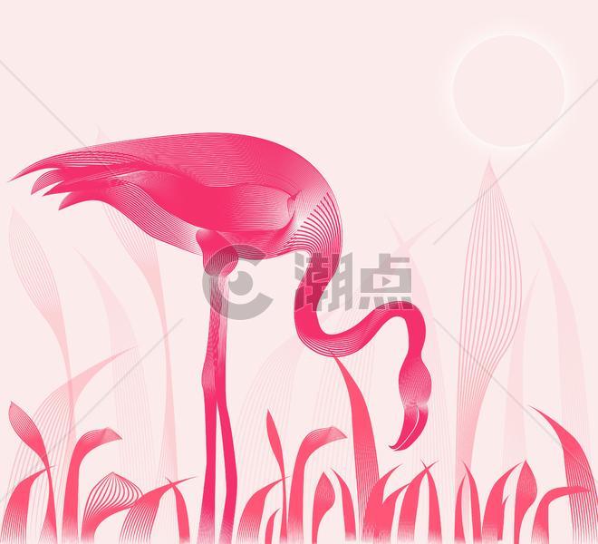 摩尔纹动物粉色火烈鸟图片素材免费下载