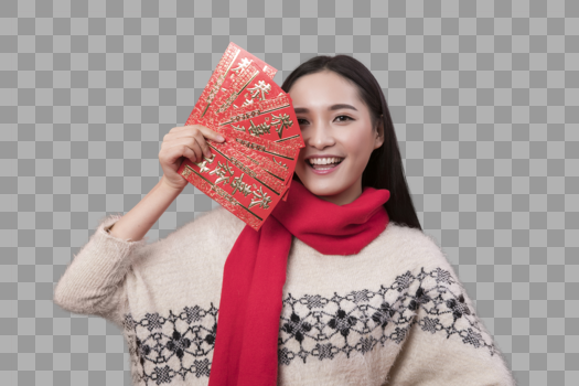 新年发红包的女人图片素材免费下载
