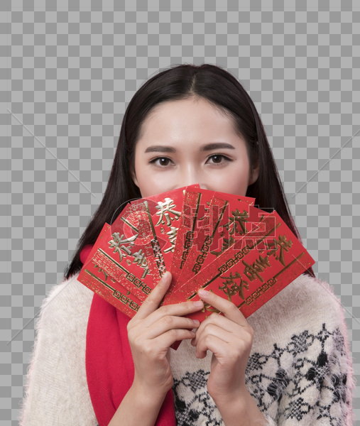 新年发红包的女人设计元素1000*1183图片素材免费下载-编号234913-潮点视频