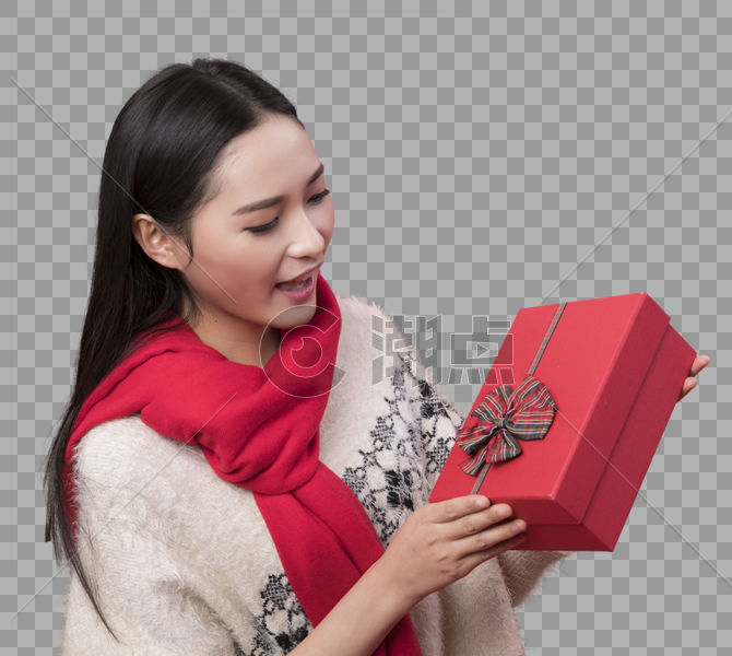 手拿礼物盒子的新年女性图片素材免费下载