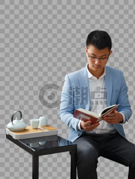 读书喝茶的男人图片素材免费下载