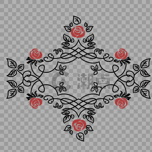 创意黑色玫瑰花边元素图片素材免费下载