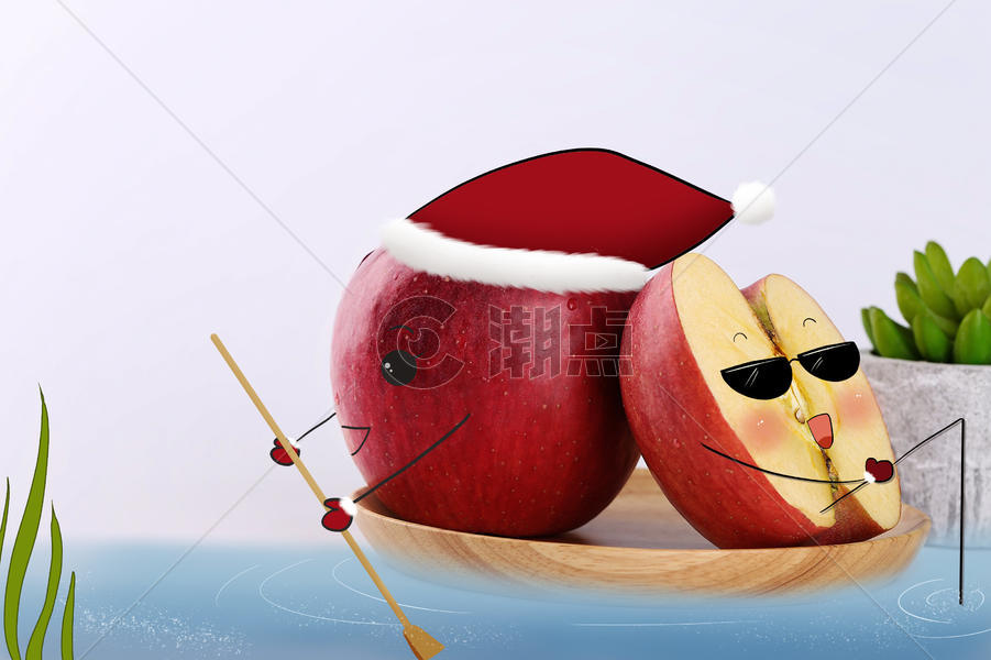 圣诞苹果划小船图片素材免费下载