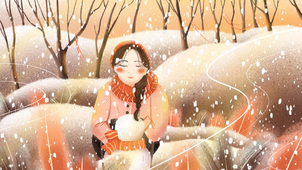 雪中少女图片素材免费下载
