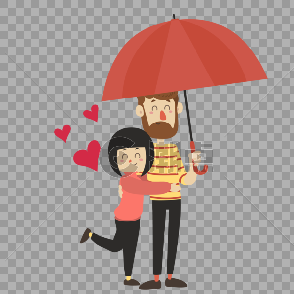 情侣相拥撑伞散步图片素材免费下载