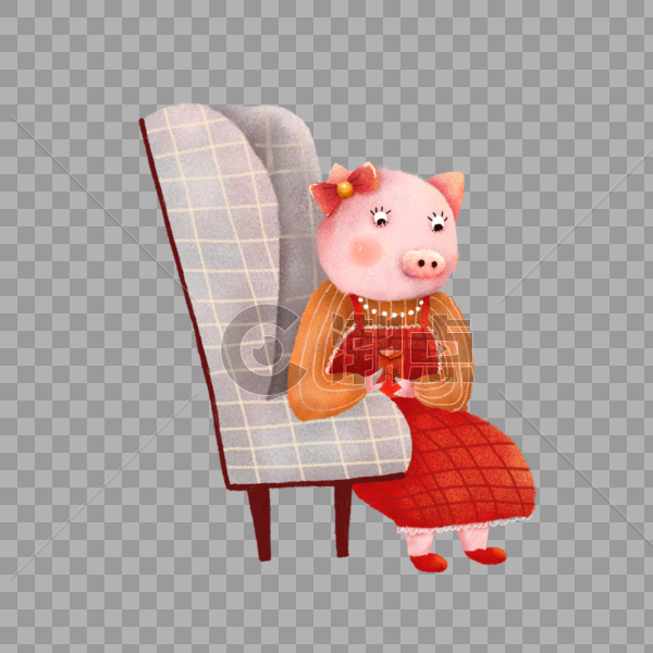 坐在椅子上的猪妈妈图片素材免费下载