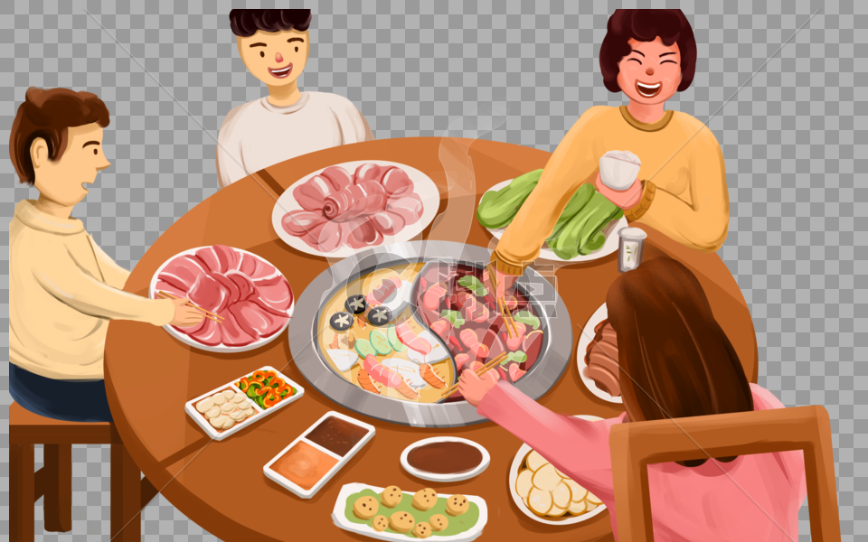 一家人吃火锅图片素材免费下载