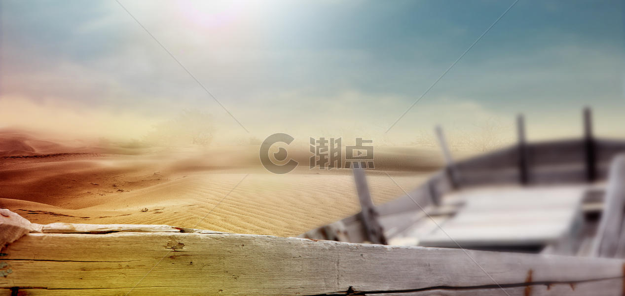沙漠中的木船图片素材免费下载