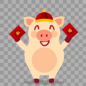 可爱财神小猪收新年红包图片素材免费下载