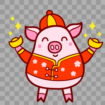 新年可爱小猪喜送财祝猪年大吉图片素材免费下载
