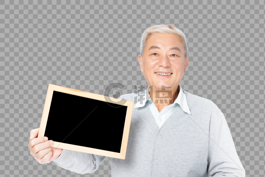 老年人拿黑板图片素材免费下载
