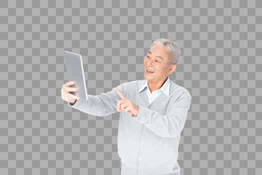 老年人与平板图片素材免费下载