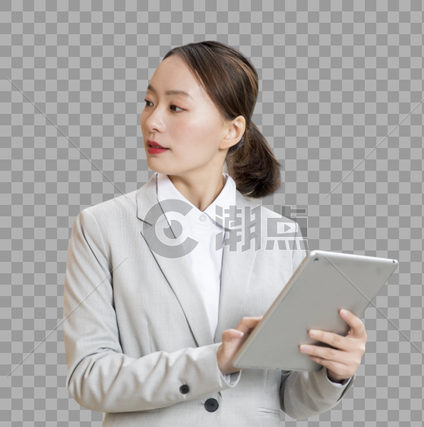 商务女性拿平板电脑·图片素材免费下载