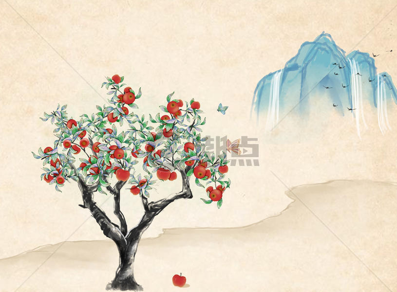 中国风苹果树背景图片素材免费下载