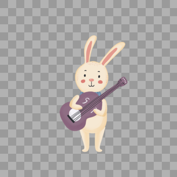 弹吉他的兔子图片素材免费下载