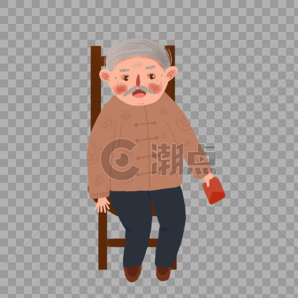 坐在椅子上发红包的老爷爷图片素材免费下载