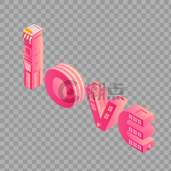 粉色love立体字图片素材免费下载