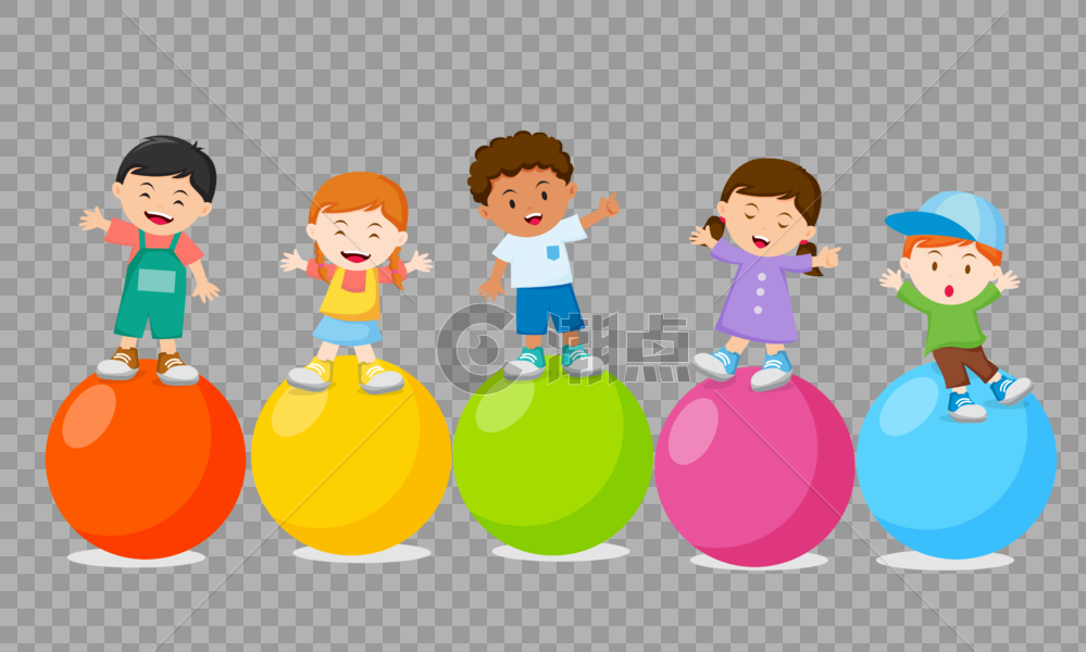 孩子们开心玩彩色球图片素材免费下载