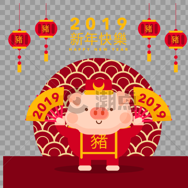 可爱小猪中国舞蹈迎新春图片素材免费下载