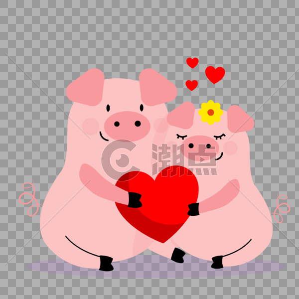 热恋约会的小猪图片素材免费下载