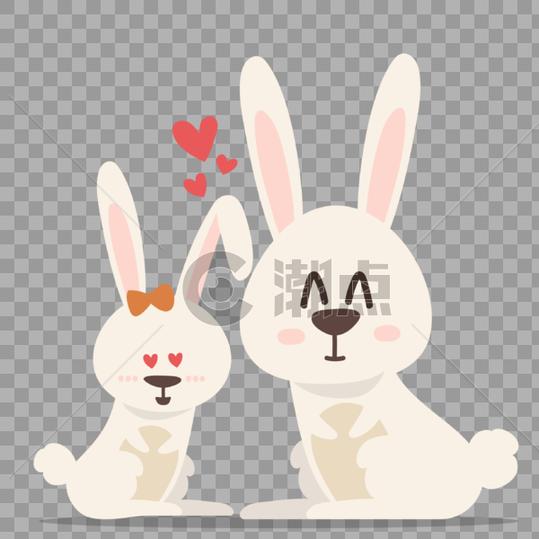 情人节小白兔可爱甜蜜约会图片素材免费下载