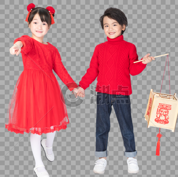 穿红衣服的男孩和女孩图片素材免费下载
