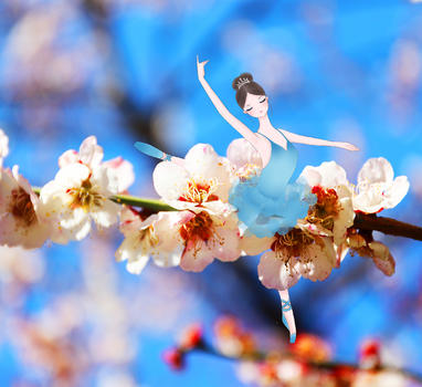 花中起舞的芭蕾舞者图片素材免费下载