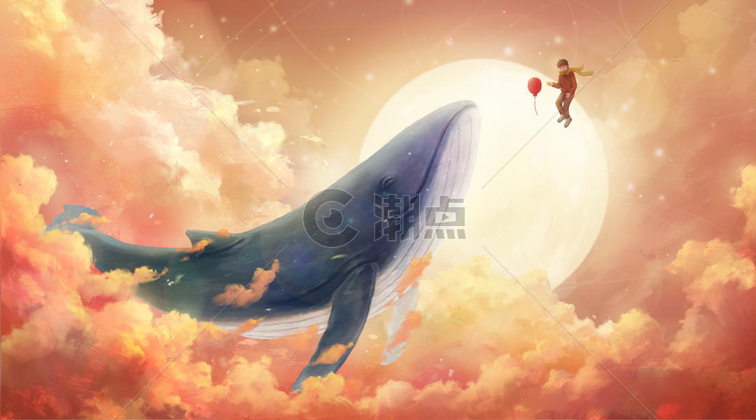 与鲸鱼的天空之旅图片素材免费下载