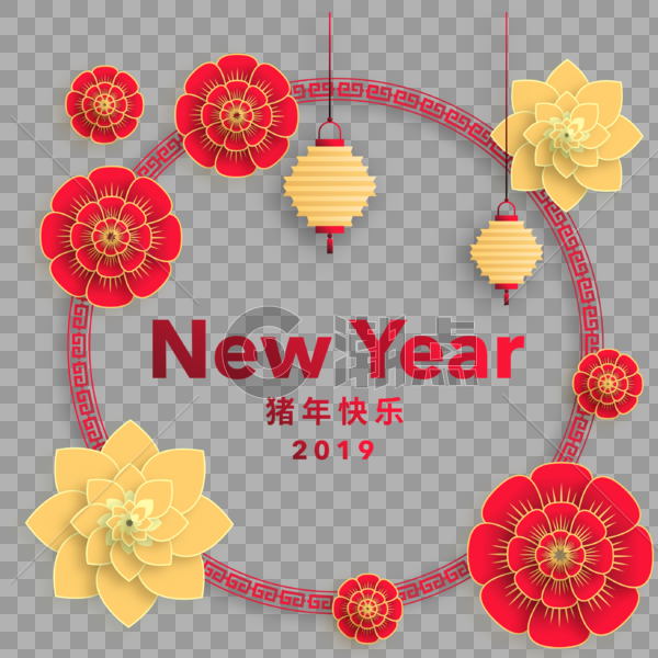 中国剪纸美丽迎新春图片素材免费下载