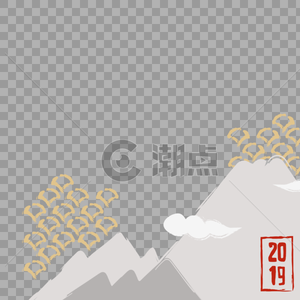 中国风水墨花纹山景图片素材免费下载