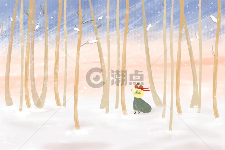 冬季唯美插画图片素材免费下载