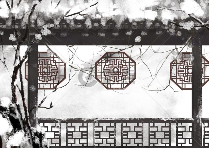 中国风雪景建筑图片素材免费下载