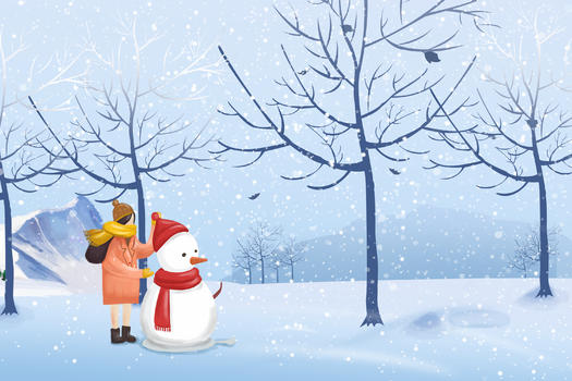 冬日堆雪人图片素材免费下载