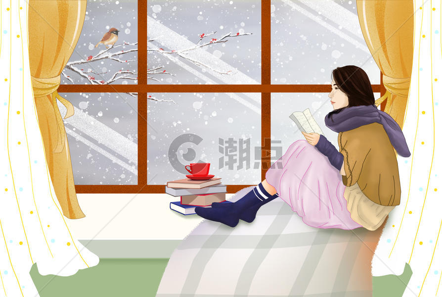 窗台看书的女孩儿图片素材免费下载