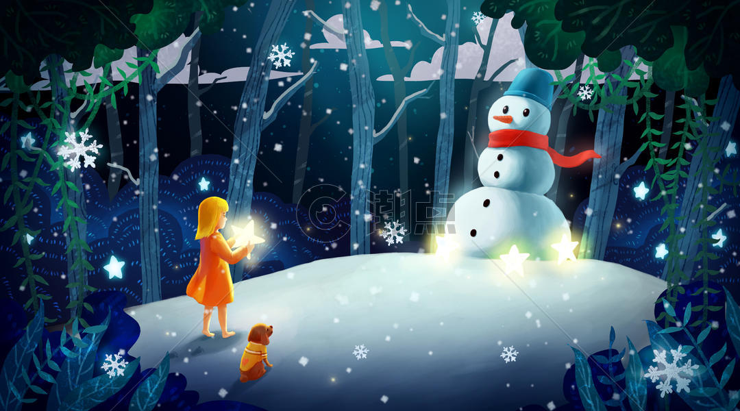 冬季雪人童话图片素材免费下载