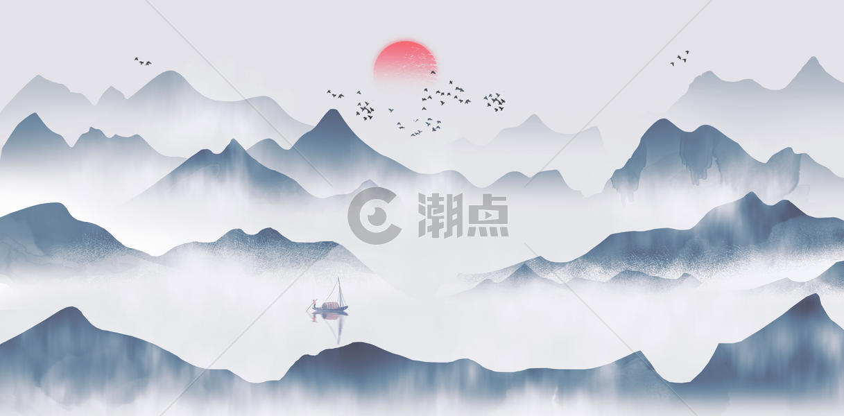 山中国风水墨水画图片素材免费下载