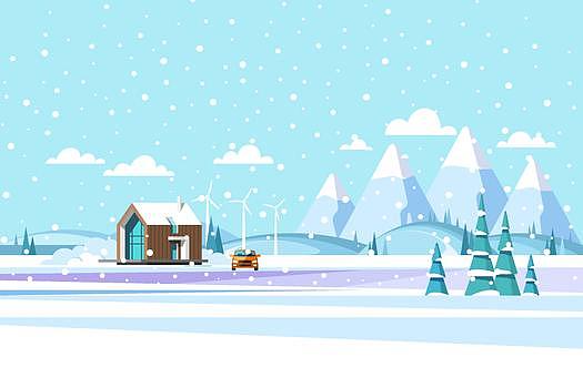 冬日唯美风景插画图片素材免费下载