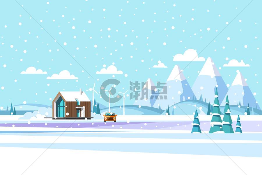 冬日唯美风景插画图片素材免费下载