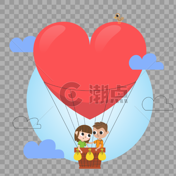 浪漫热气球约会的小情侣图片素材免费下载