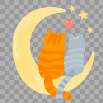 浪漫月亮约会的小猫咪图片素材免费下载