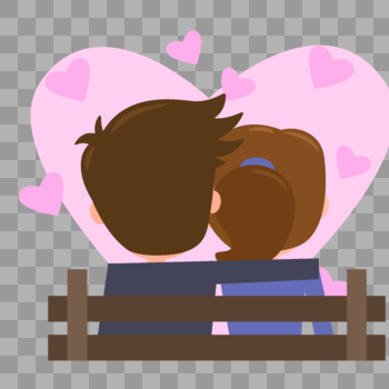卡通可爱约会中的情侣背影元素图片素材免费下载