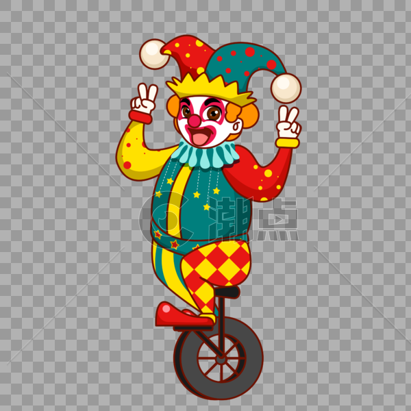 小丑骑单轮车图片素材免费下载