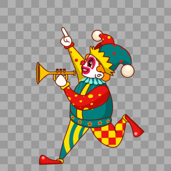 小丑吹喇叭图片素材免费下载